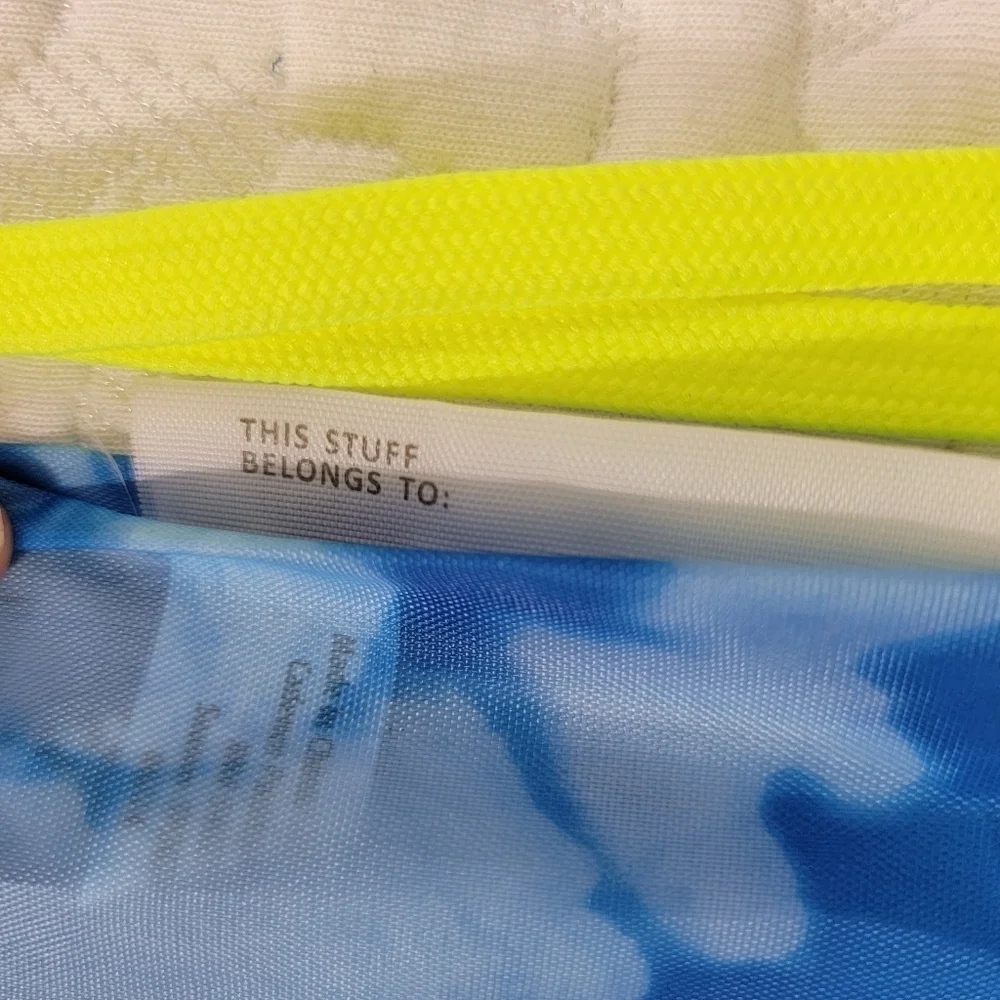 New Athleta Girl Blue Tie Dye Neon Yellow Drawstring Backpack Bag